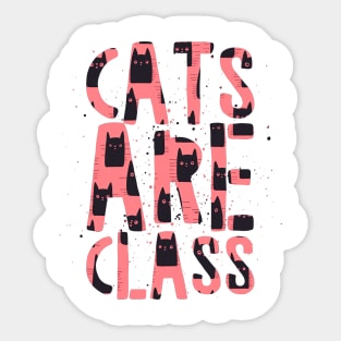 Modern cat art, cool typographic cats are class Sticker